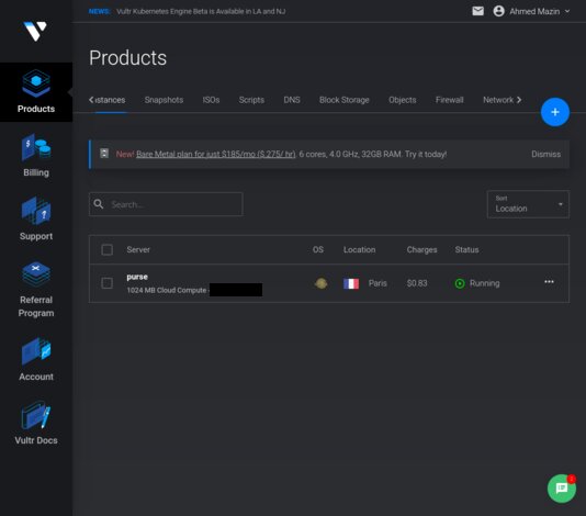 vultr dashboard